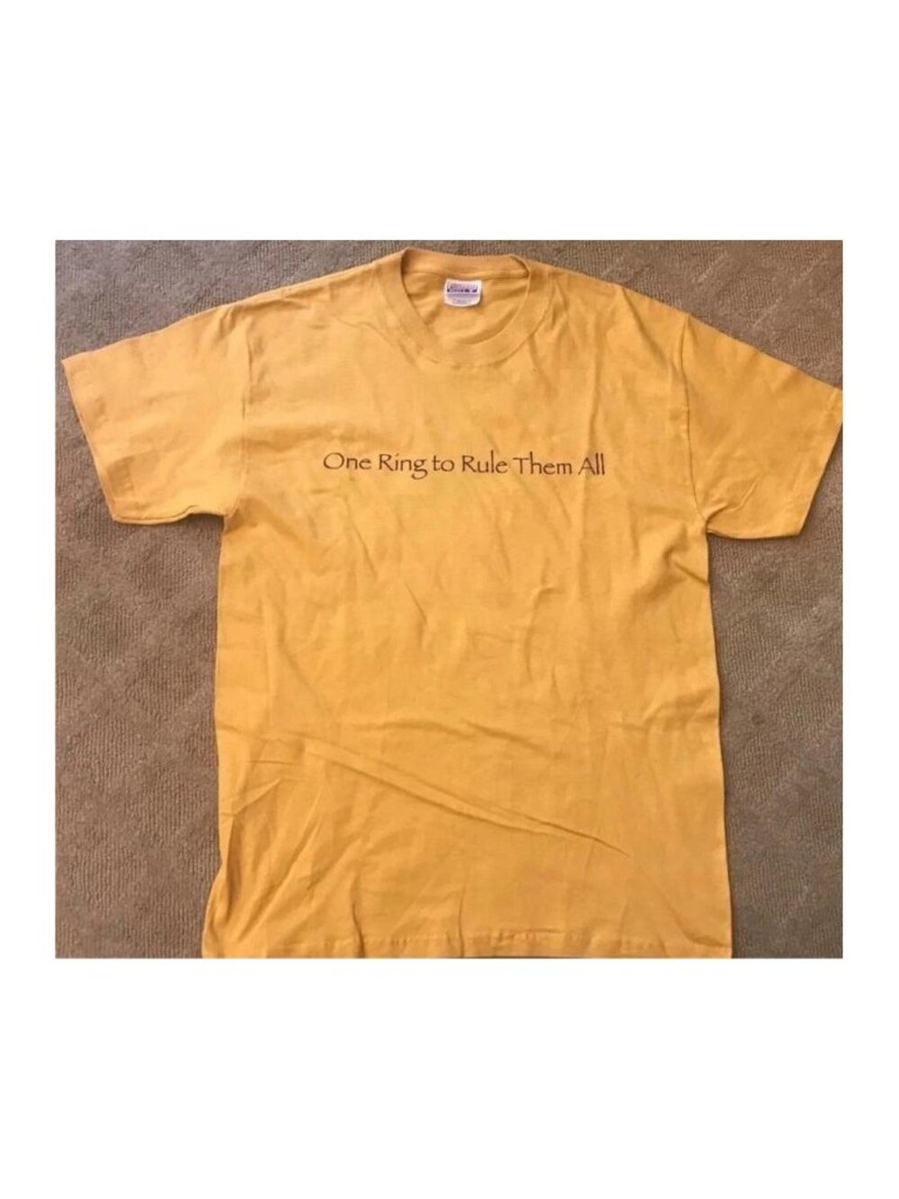 Hanes Lord of the Rings Yellow Movie T shirt Top M One ring to rule them all NEW